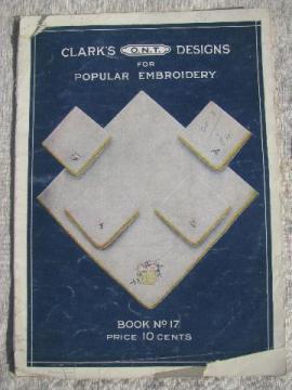 catalog photo of 1920s vintage Clark's thread embroidery book w/ hot iron transfers