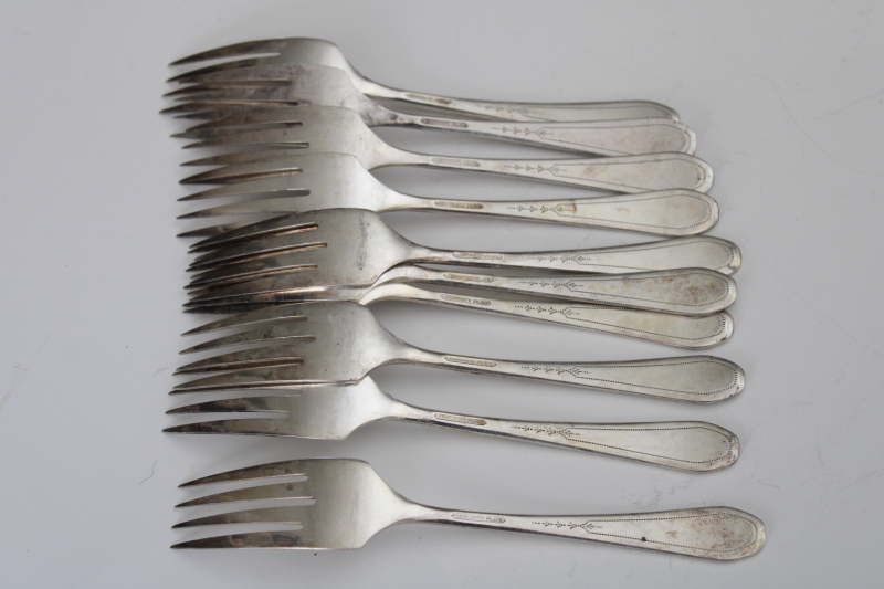 photo of 1920s vintage Community silver plate salad forks, Paul Revere pattern delicate etched floral #5