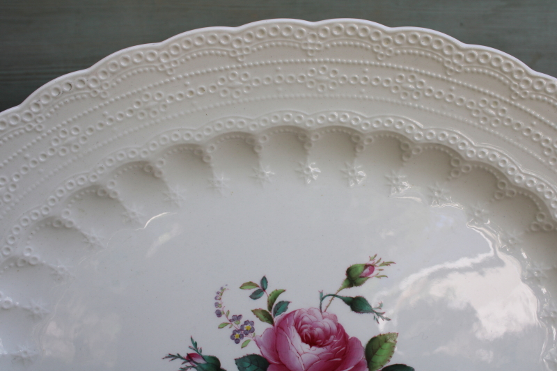 photo of 1920s vintage Copeland Spode Billingsley Rose Jewel shape turkey platter, antique china #3