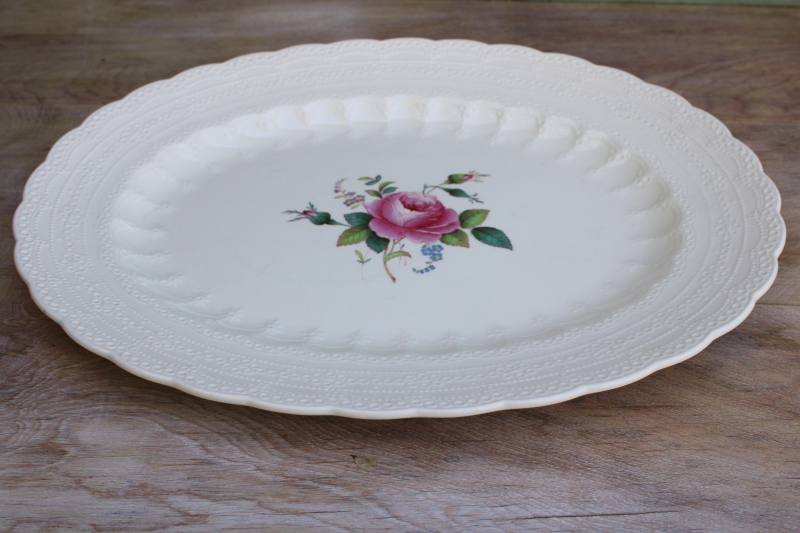 photo of 1920s vintage Copeland Spode Billingsley Rose Jewel shape turkey platter, antique china #4