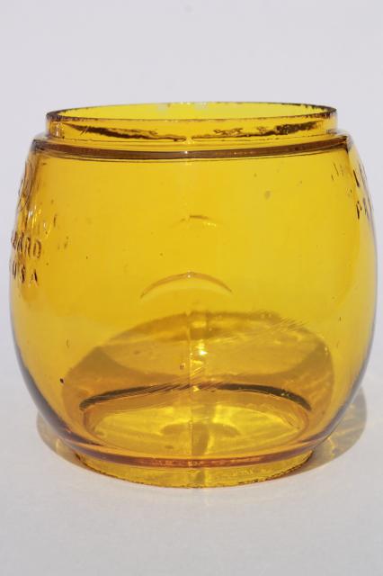 photo of 1920s vintage Dietz Little Wizard lantern globe shade safety light amber yellow #3