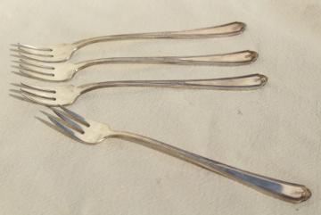 1920s vintage Gorham Vanity Fair silver plate flatware, tiny cocktail forks