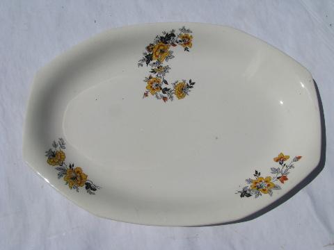 photo of 1920s vintage Homer Laughlin 'Raymond' china, chinoiserie floral yellow/black/red #3