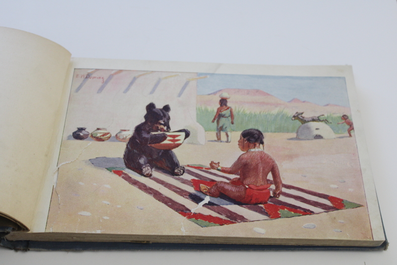 photo of 1920s vintage Indian Child Life, color prints Edwin Willard Deming art, ex library book  #5