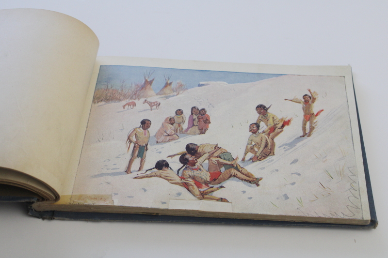 photo of 1920s vintage Indian Child Life, color prints Edwin Willard Deming art, ex library book  #7