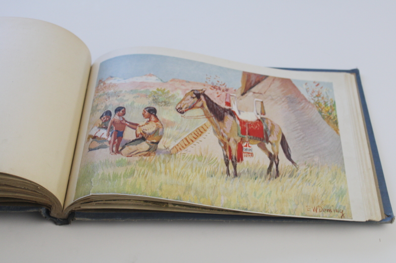 photo of 1920s vintage Indian Child Life, color prints Edwin Willard Deming art, ex library book  #10