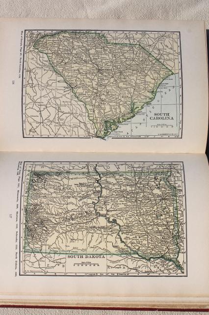photo of 1920s vintage Literary Digest Atlas of the World w/ color maps, large paper fold outs #2