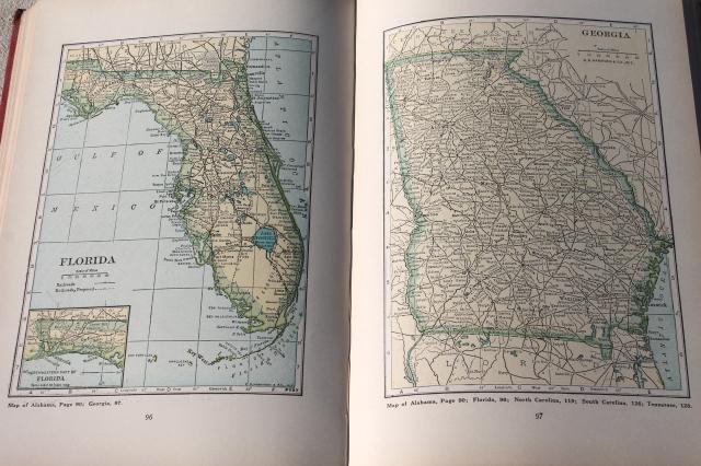 photo of 1920s vintage Literary Digest Atlas of the World w/ color maps, large paper fold outs #3