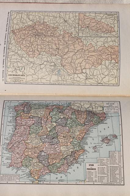 photo of 1920s vintage Literary Digest Atlas of the World w/ color maps, large paper fold outs #4