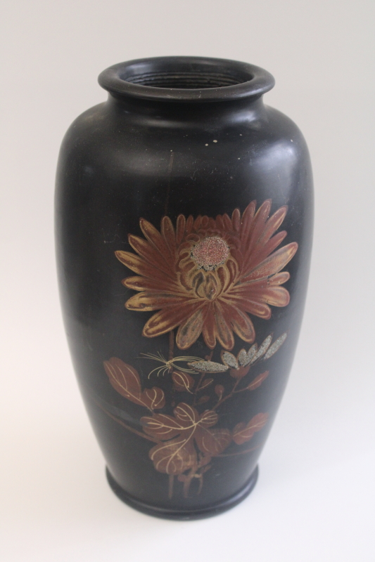 photo of 1920s vintage Made in Japan Tokanabe ware pottery vase, unusual burnished smooth finish  #1