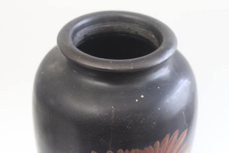 photo of 1920s vintage Made in Japan Tokanabe ware pottery vase, unusual burnished smooth finish  #2