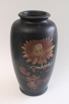 catalog photo of 1920s vintage Made in Japan Tokanabe ware pottery vase, unusual burnished smooth finish 