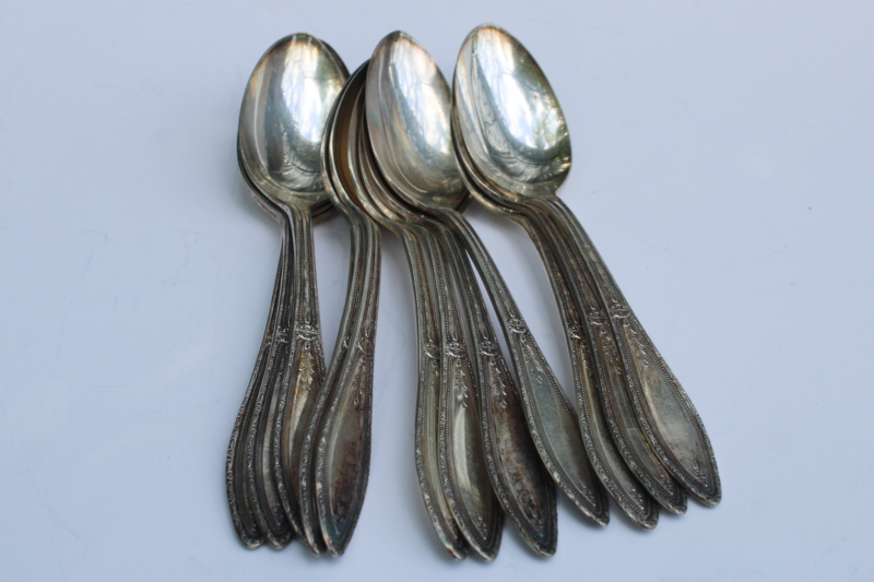 photo of 1920s vintage Oneida Mystic - Coronet silver plate, set of 12 teaspoons Wm A Rogers A1 Plus  #5
