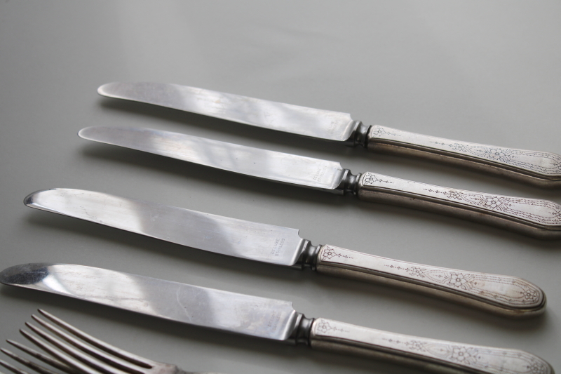photo of 1920s vintage Paul Revere Oneida Community silver plate flatware, table knives dinner forks #4