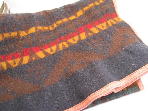 photo of 1920s vintage Pendleton label wool indian camp blanket, soft & thick #5