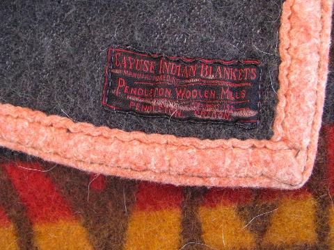 photo of 1920s vintage Pendleton label wool indian camp blanket, soft & thick #7