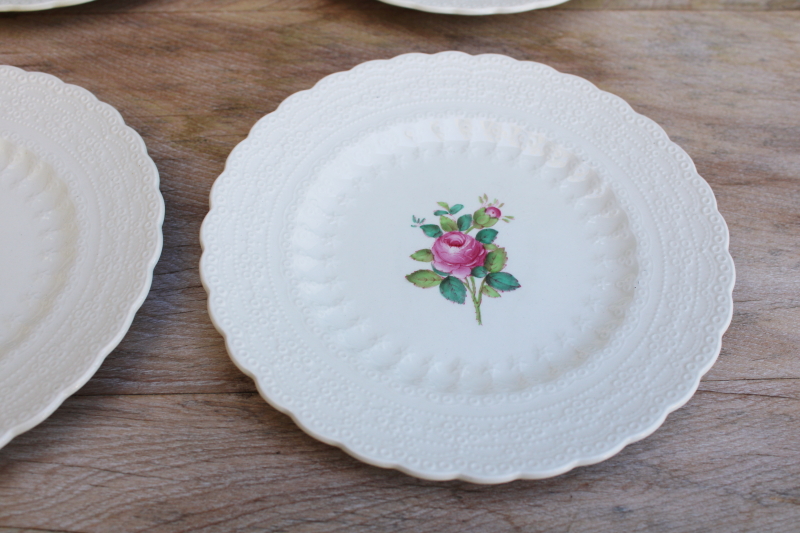 photo of 1920s vintage Spode china cake or bread plates set Billingsley Rose floral #2