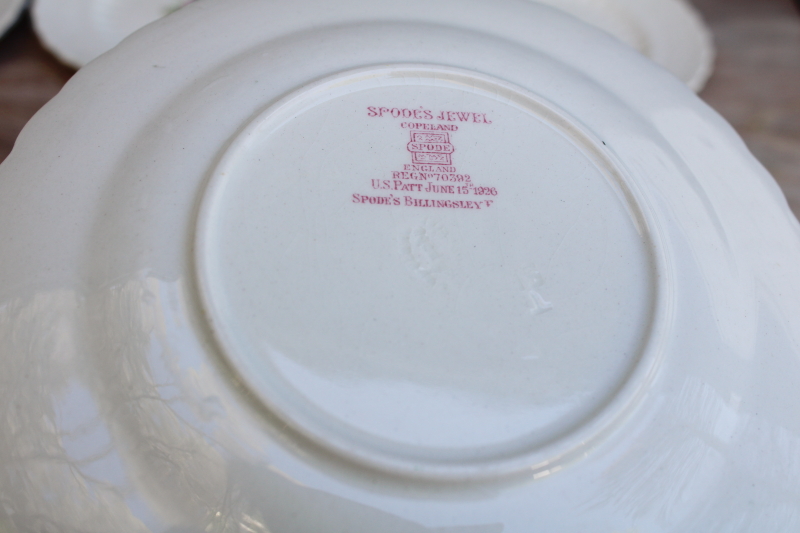 photo of 1920s vintage Spode china cake or bread plates set Billingsley Rose floral #3