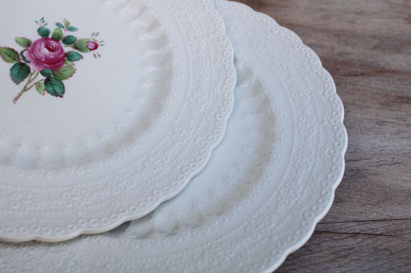 photo of 1920s vintage Spode china cake or bread plates set Billingsley Rose floral #4