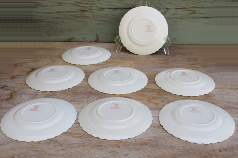 photo of 1920s vintage Spode china cake or bread plates set Billingsley Rose floral #5