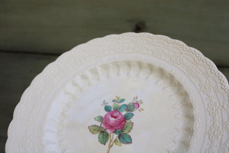 photo of 1920s vintage Spode china cake or bread plates set Billingsley Rose floral #6