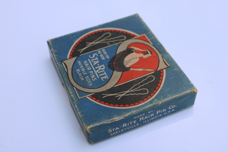 photo of 1920s vintage Sta Rite bobby pins for flapper bobs or long hair, unused in original box  #2