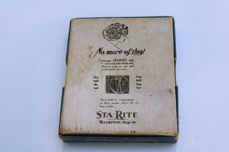 photo of 1920s vintage Sta Rite bobby pins for flapper bobs or long hair, unused in original box  #4