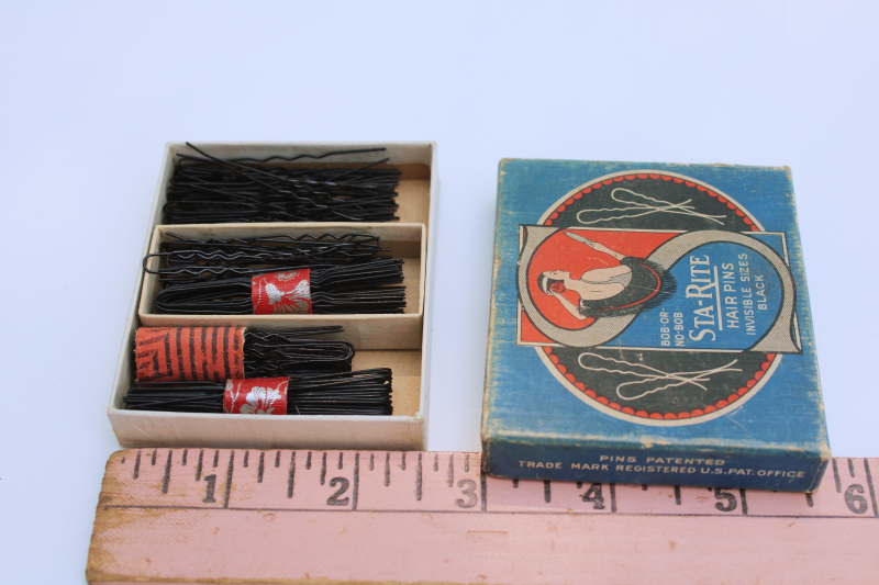 photo of 1920s vintage Sta Rite bobby pins for flapper bobs or long hair, unused in original box  #5