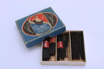 catalog photo of 1920s vintage Sta Rite bobby pins for flapper bobs or long hair, unused in original box 