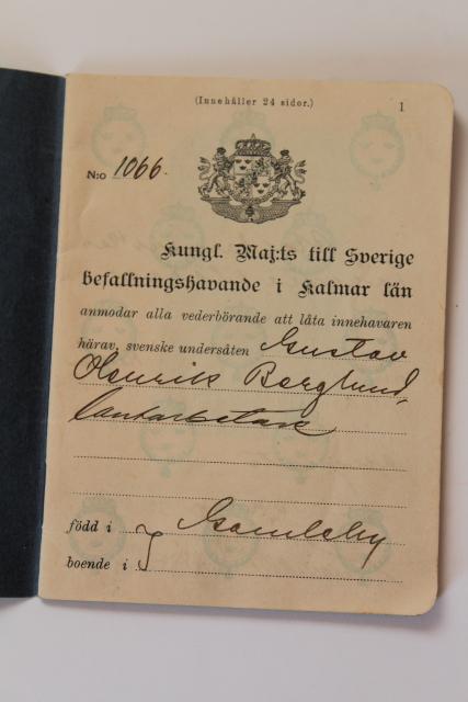 photo of 1920s vintage Swedish passport, Denmark Scandinavia travel stamps #3