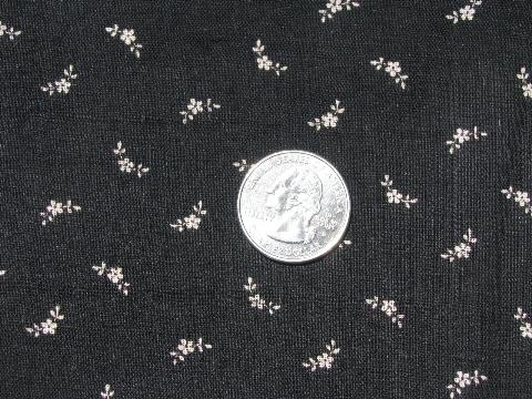 photo of 1920s vintage antique sheer cotton floral print fabric, art deco white on black #1