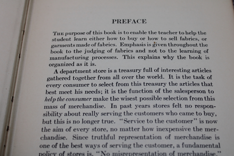 photo of 1920s vintage book of fabric types, Textile Fabrics names of cotton wool silk rayon linen weaves #5