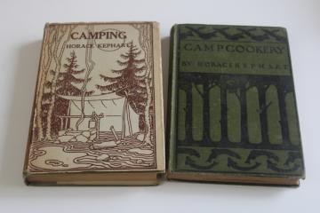 1920s vintage books Camping, Camp Cookery cook book, cute rustic decor for lodge or cabin 