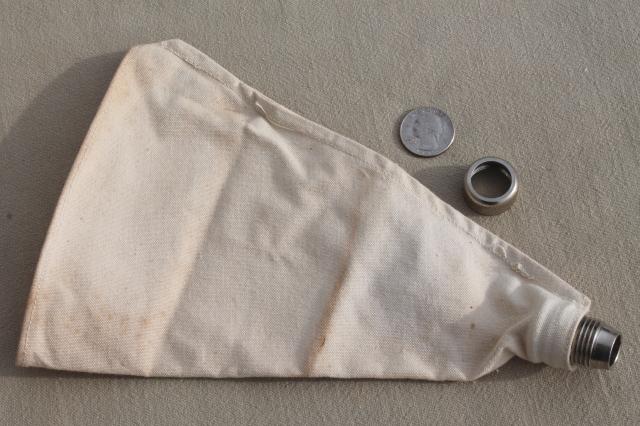 photo of 1920s vintage cake decorating set in original box, antique piping bag & cone tips #2