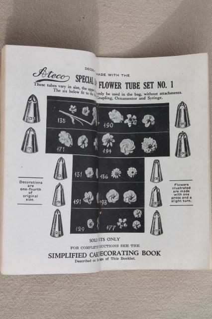 photo of 1920s vintage cake decorating set in original box, antique piping bag & cone tips #6