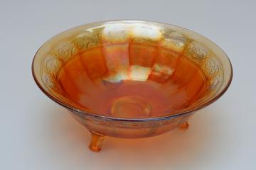 catalog photo of 1920s vintage carnival glass bowl, Imperial floral band pattern marigold orange iridescent color