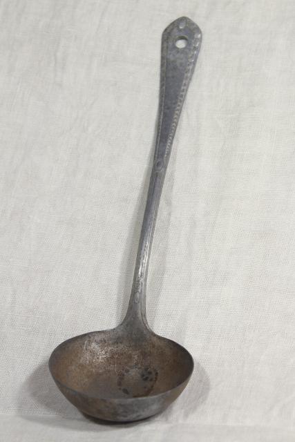 photo of 1920s vintage cast aluminum dipper or soup ladle, marked Germany #3