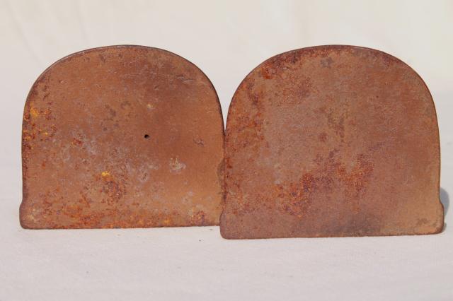 photo of 1920s vintage cast iron bookends, Mayflower sailing ship dated 1925, Snead mark? #2