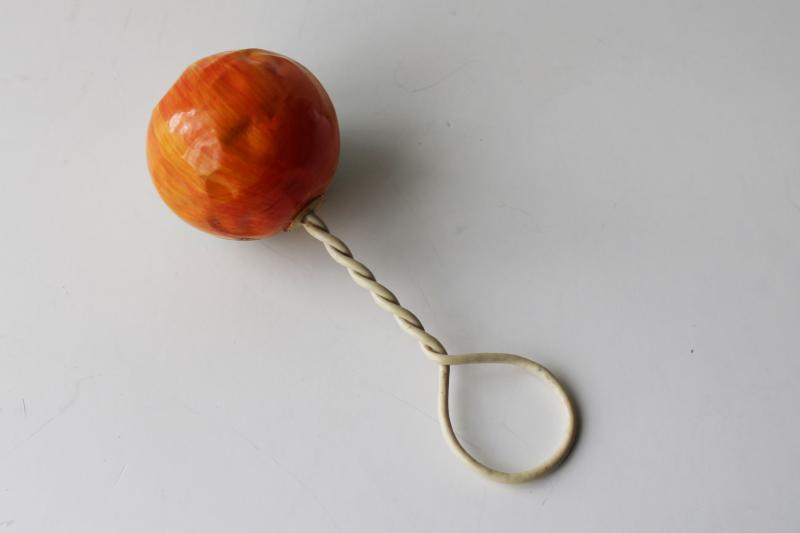 photo of 1920s vintage celluloid plastic 'gourd' baby rattle, collectible antique toy #2