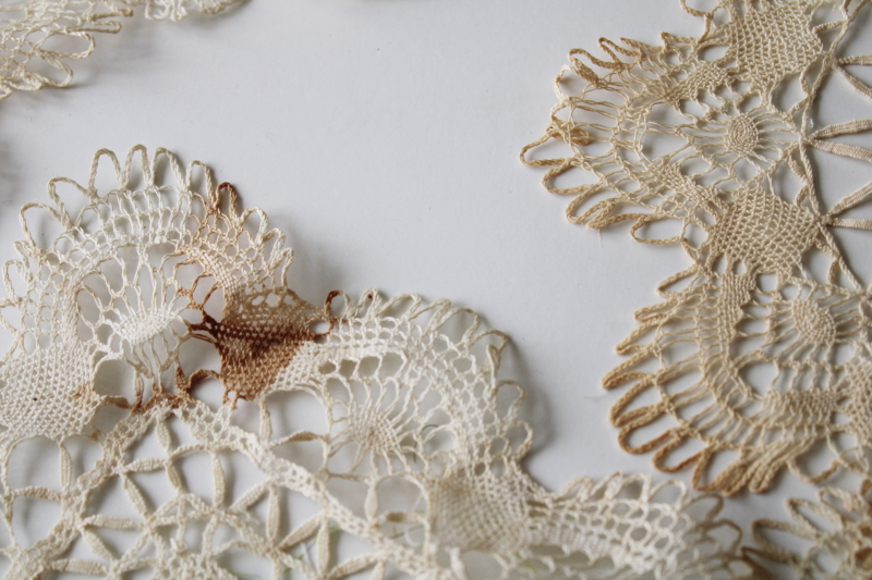 photo of 1920s vintage cobweb fine cotton lace doilies lot, antique machine lace shabby chic #3