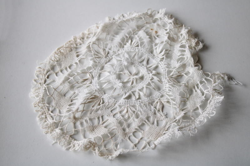 photo of 1920s vintage cobweb fine cotton lace doilies lot, antique machine lace shabby chic #7