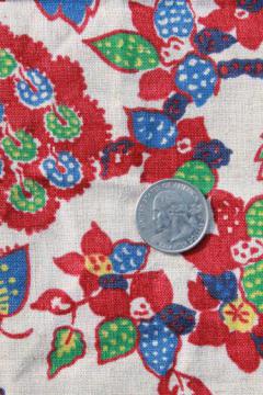 catalog photo of 1920s vintage cotton lawn or fine linen fabric, bohemian floral on flax colored ground