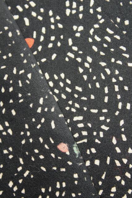 photo of 1920s vintage dress or skirt material, flapper era print on black cotton fabric #4