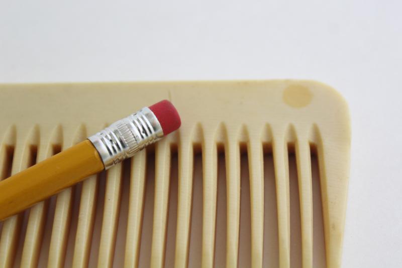 photo of 1920s vintage french ivory celluloid combs from a vanity set, antique hair combs #2