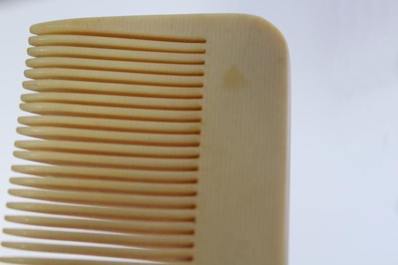 photo of 1920s vintage french ivory celluloid combs from a vanity set, antique hair combs #3