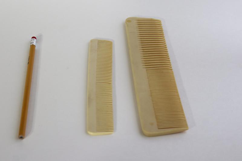 photo of 1920s vintage french ivory celluloid combs from a vanity set, antique hair combs #9