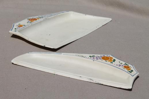 photo of 1920s vintage hand-painted metal crumb pan set, silent butler table sweeper #1