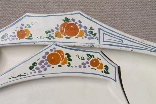 photo of 1920s vintage hand-painted metal crumb pan set, silent butler table sweeper #4