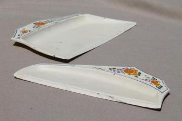 catalog photo of 1920s vintage hand-painted metal crumb pan set, silent butler table sweeper