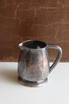 catalog photo of 1920s vintage hotel silver plate miniature creamer, individual size cream pitcher 